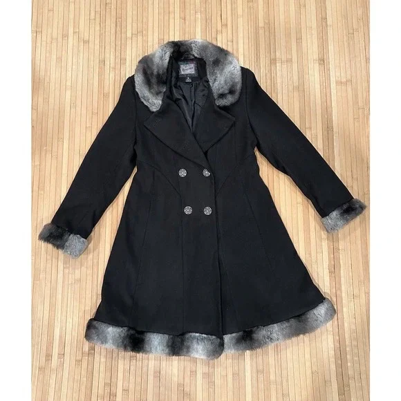 black dresser with glass top Winter coat, Long wool coat, black coat dress, flare coat, buttoned ja –  lijingshop main image 0